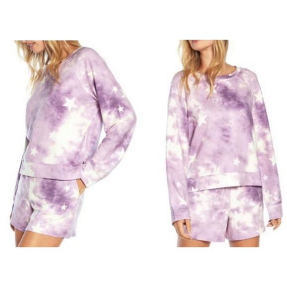 Wildfox Tie Dye Stars Sweatshirt & Short Lounge Co-Ord Sets - Picture 1 of 6